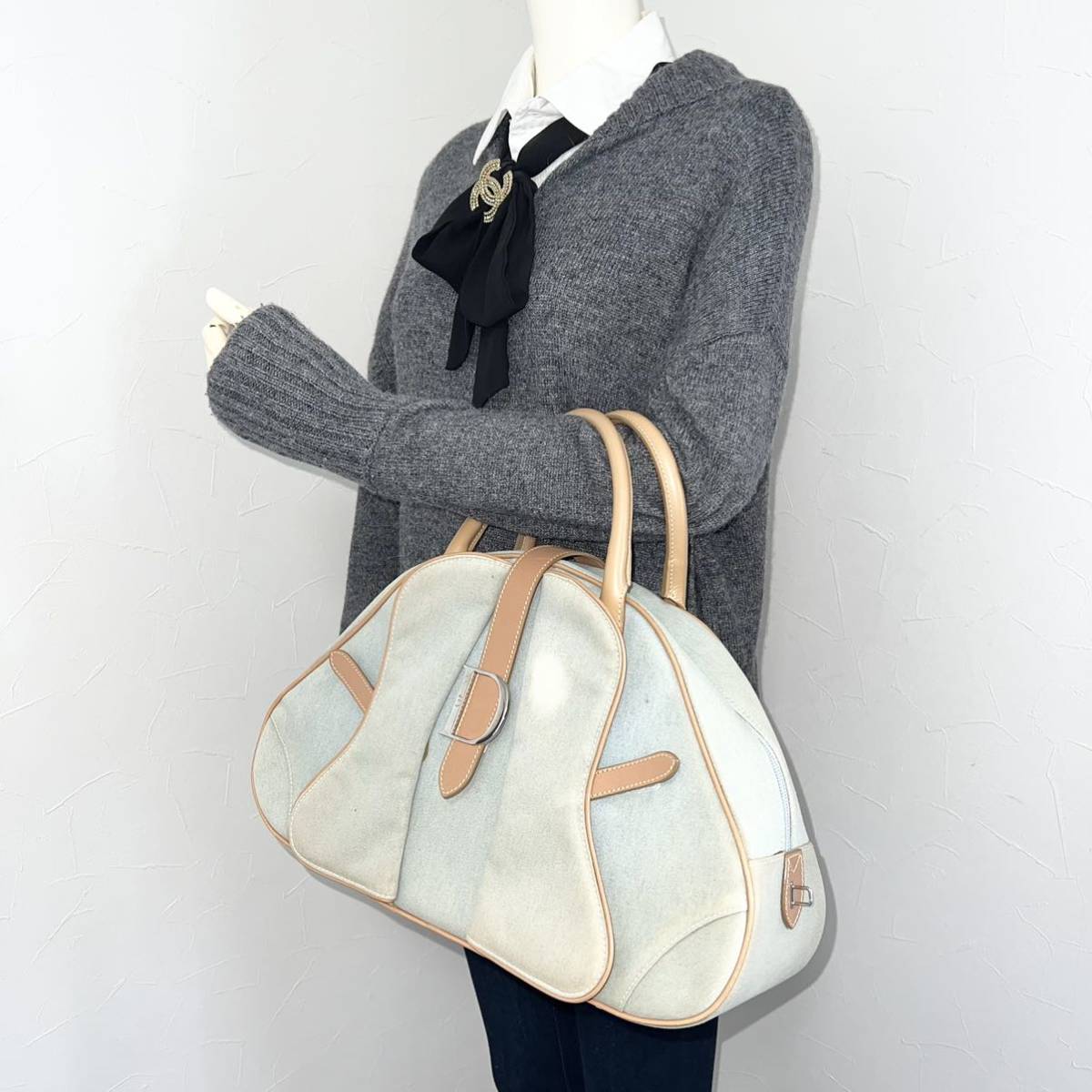 送料無料】ChristianDior クリスチャンディオール デニム ハンドバッグ