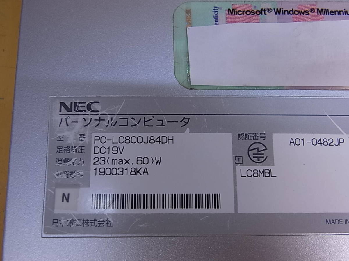 *R/046*NEC*14.1 type laptop *PC-LC800J84DH*Pentium III*HDD/ memory /OS none * operation unknown * Junk 