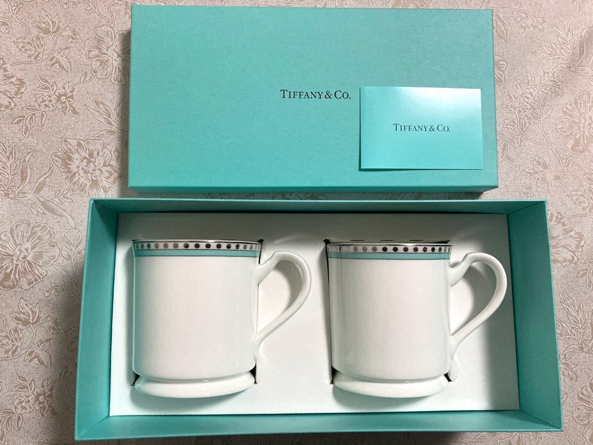 TIFFANY&Co. ティファニープラチナ ブルー バンド マグカップ