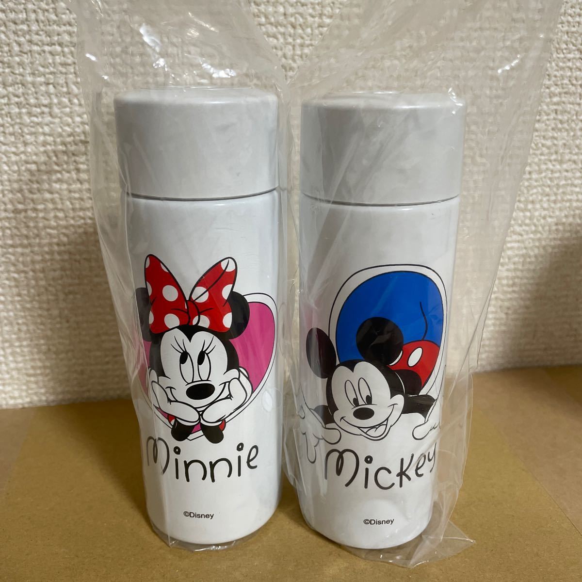 【非売品】新品 ディズニー  ステンレスボトル ミッキー&ミニー 水筒 120ml 2本セット ノベルティ Disney
