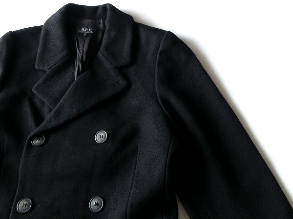 A.P.C. A.P.C. soft шерсть melt n двойной пальто 36 чёрный черный Roo любитель производства внутренний стандартный товар 