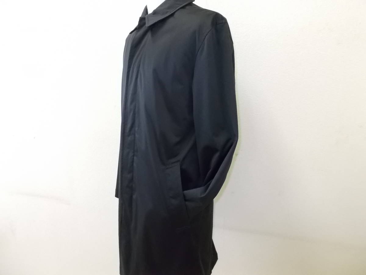 a207◆ZARA MAN コート◆Mサイズ 黒色ブラック ステンカラー風 薄手生地 ポリエステル地風 ザラマンコート ビジネスでも 3K_画像2