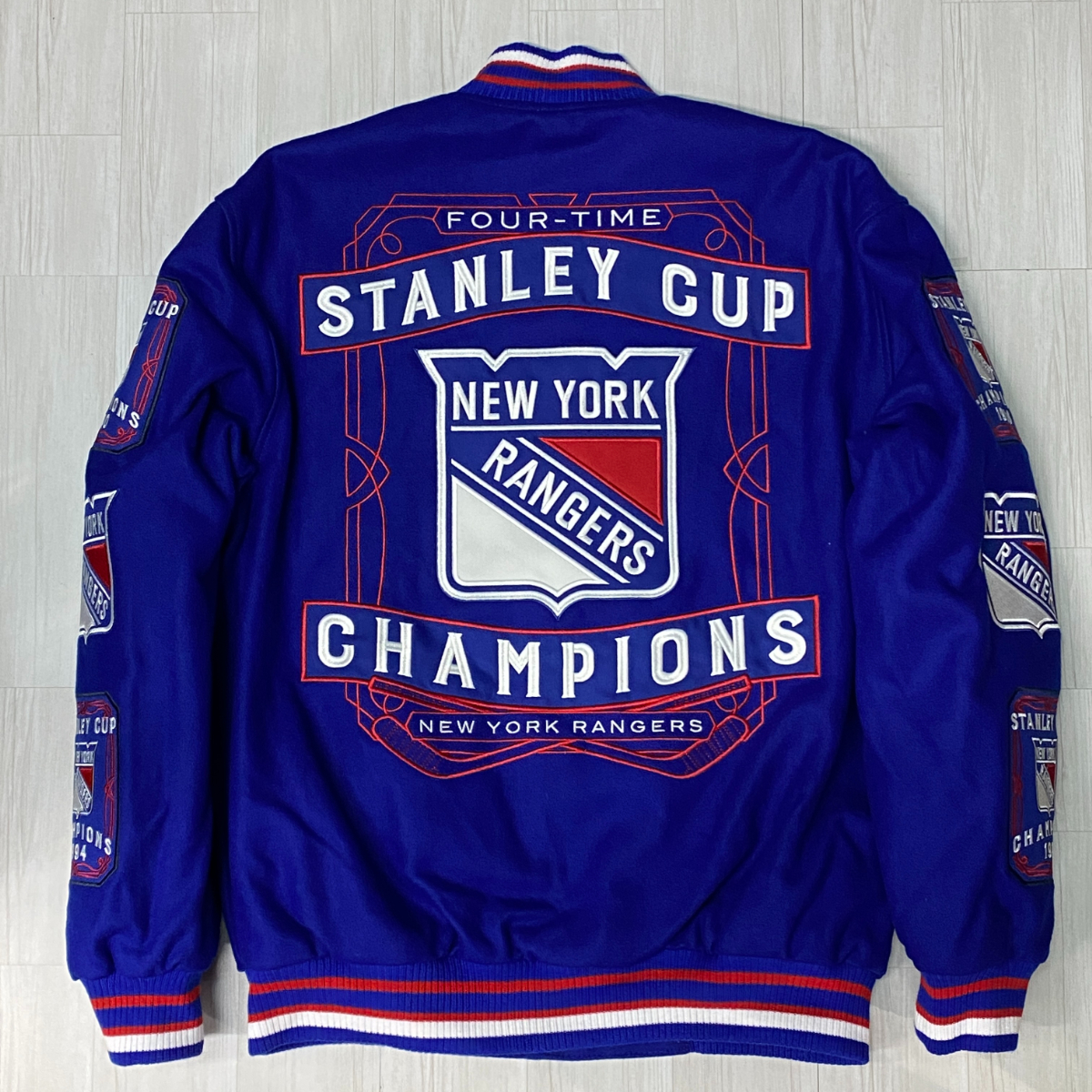 NHL公式 【XL】 JHデザイン NY Rangers レンジャース 限定 スタンリー チャンピオンズ リバーシブル スタジャン USA正規品 アイスホッケー_画像5