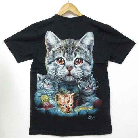 【送料無料】【新品】Caballo 半袖Tシャツ 可愛い 猫 子猫 親子デザイン Sサイズ 男女兼用 ■L18181SSA18-180319-35-8_画像3