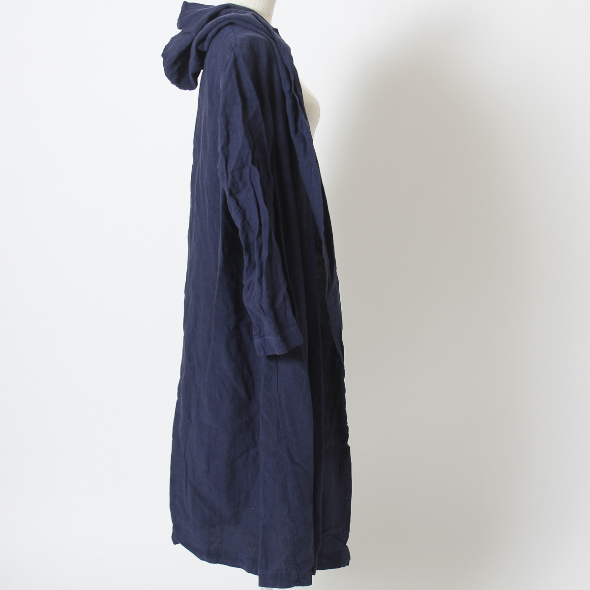 nest Robe ネストローブ アウター リネンローブ コート フード付 藍色 麻100%