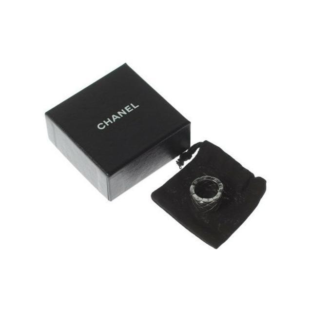 CHANEL Chanel * K 18 WG 750 золотой matelasse LM Large широкий белое золото кольцо кольцо 