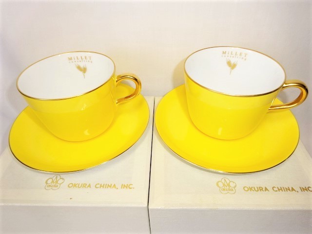 そ229 株 大倉陶園 21 11 ミレーコンサルティングモーニングカップ 2客 カップ ソーサー イエロー 金彩 Millet Okura 26c 52 Peopleassist Nl そ229 株 大倉陶園 21 11 ミレーコンサルティングモーニングカップ 2客 カップ ソーサー イエロー 金彩 Millet Okura 26c 52 Peopleassist Nl