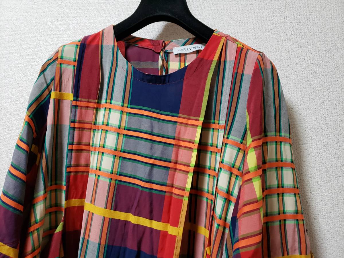 美品 Henrik Vibskov チェック ワイドワンピース ヘンリックヴィブ
