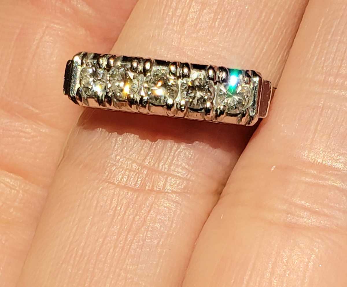 Pt850 プラチナ850天然ダイヤモンド 0.4ct 一文字リング 13号 textilia.md