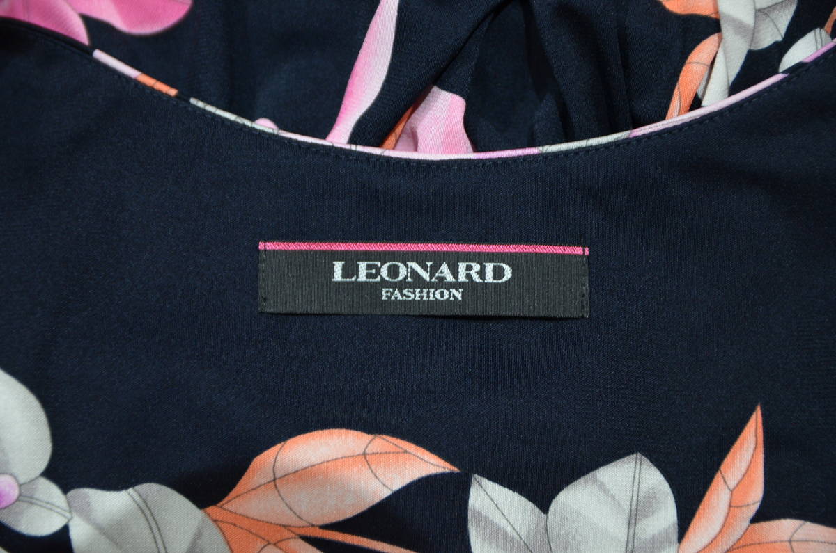 LEONARD レオナール 花柄 ノースリーブ ワンピース 38 Y-302523_画像4