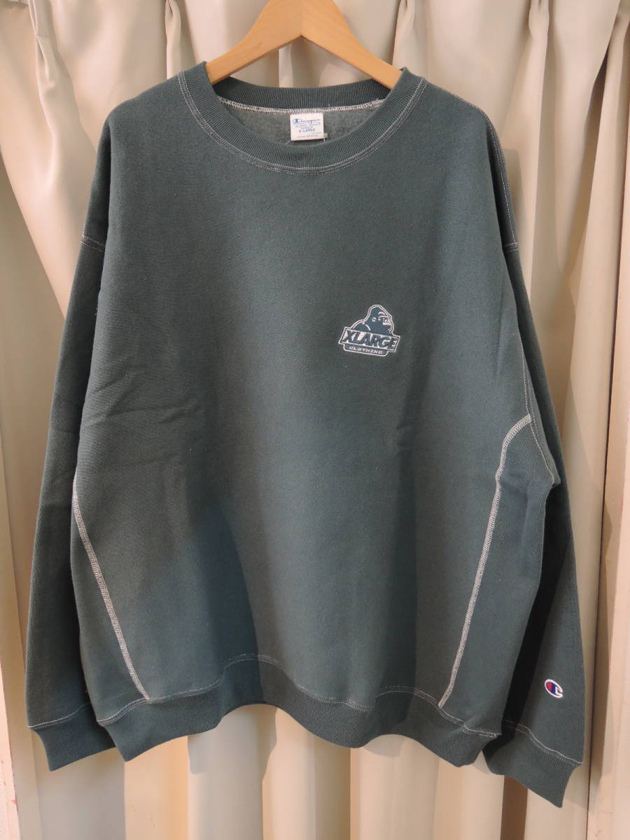 X-LARGE XLarge XLARGE×CHAMPION REVERSE WEAVE OVERDYE CREWNECK SWEAT / Champion green XL official HP complete sale newest popular price cut!