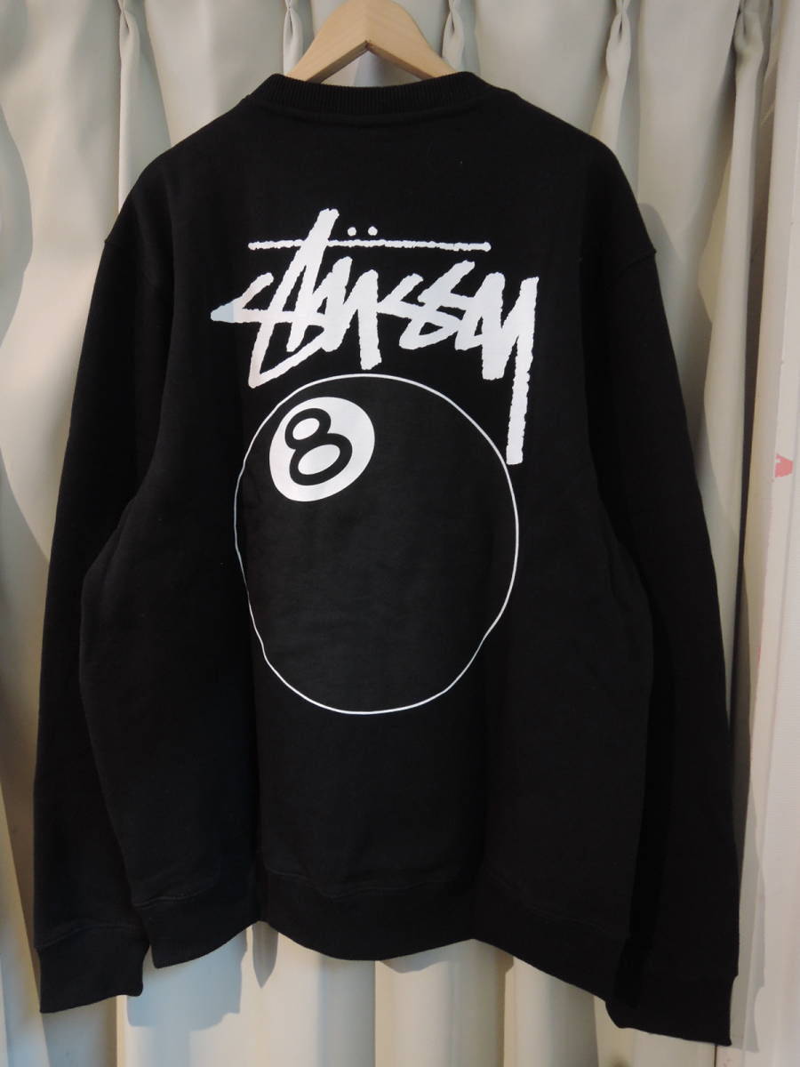 STUSSY ステューシー 8 Ball Crew ブラック XLサイズ 最新 STUSSY ステューシー 8 Ball Crew ブラック XLサイズ 最新