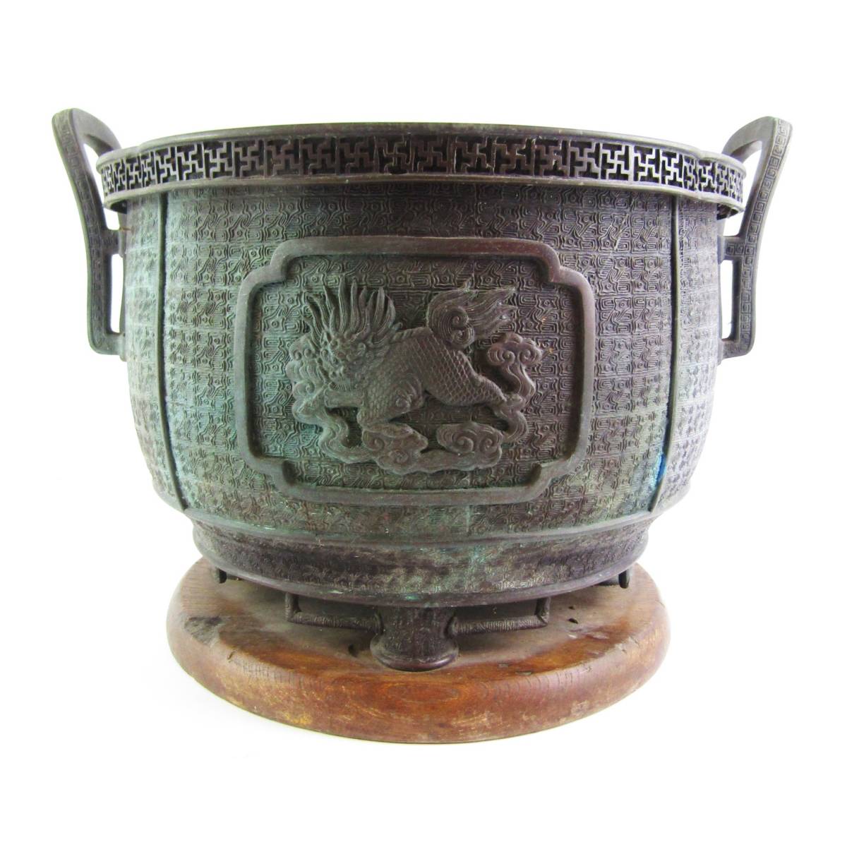 ありがとう 香爐,古銅製,大,古美術品,高13.5cm,幅21cm,重3100克