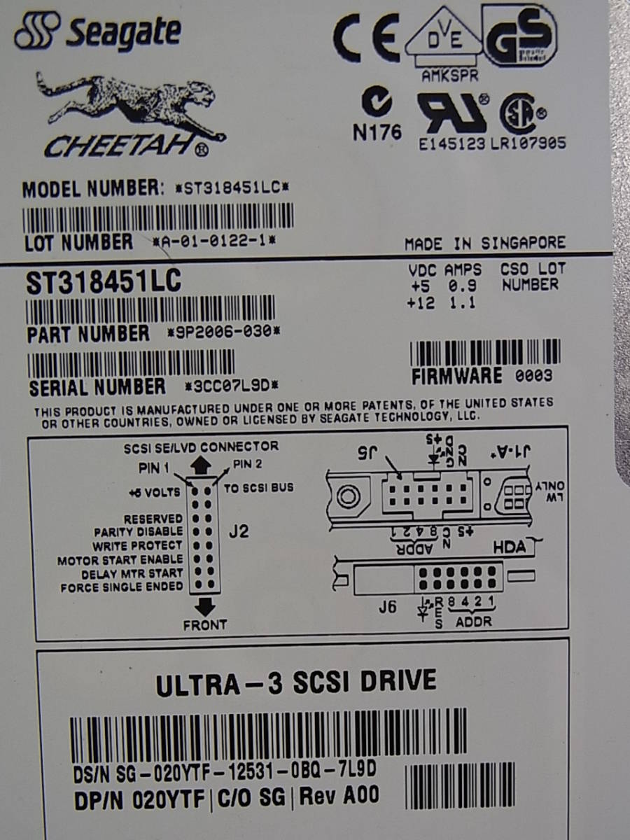 #DELL/Seagate Cheetah X15 ST318451LC 18G/15K/Ultra160-SCSI/SCA# (SH575)