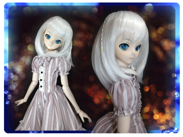 ●ドールウィッグ*三つ編みセミロング*ホワイト*9～9.5インチ（MDD DD SD SmartDollなど）●doll wig*dollwig●_画像1