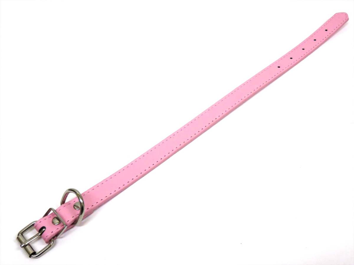ライトピンク L 中型犬 犬用 首輪&リード セット 首回り37～47cm前後 幅2.3cm 薄ピンク リード120cm PUレザー シンプル カラー ペット用品_画像7