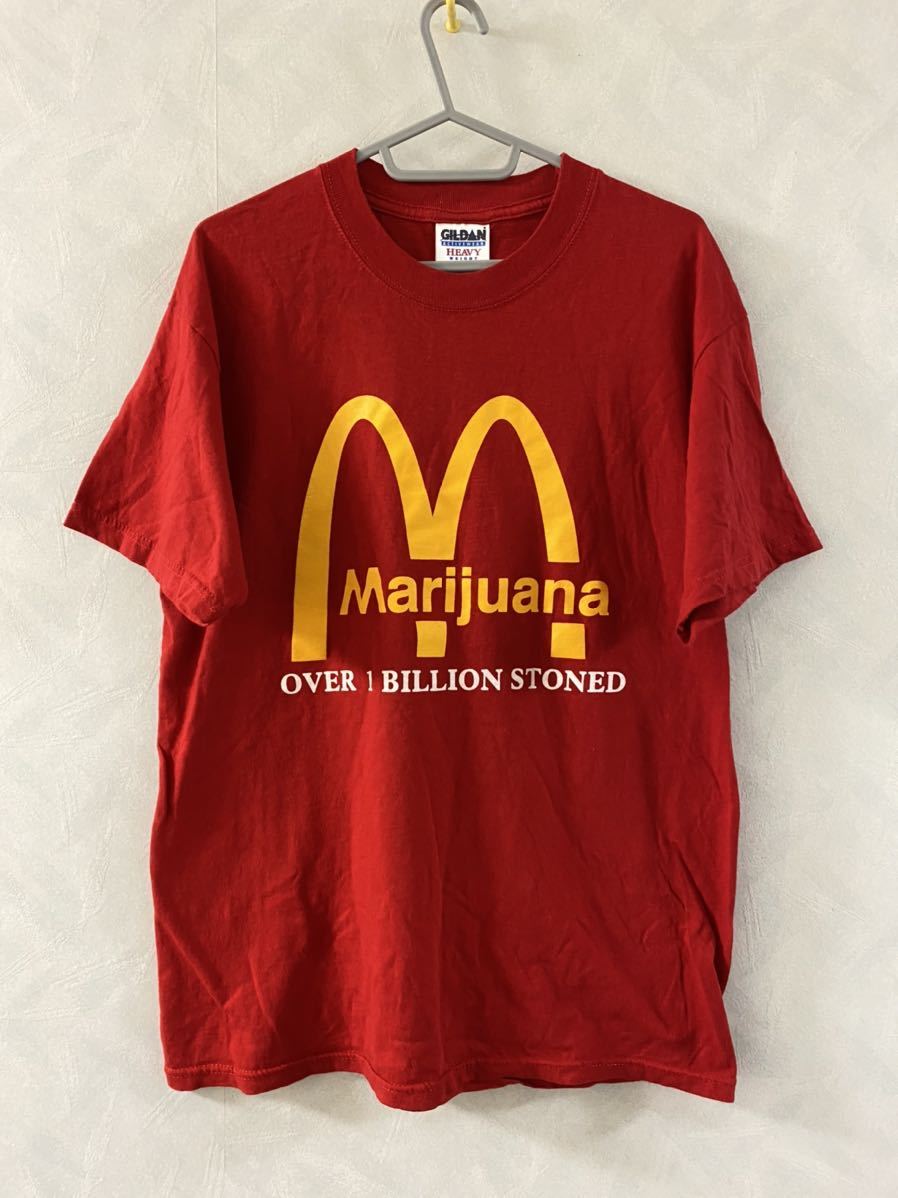 Marijuana Tシャツ サイズM マクドナルド パロディ GILDAN ビンテージ 90s マリファナ McDonald's ギルダン 当時物_画像1