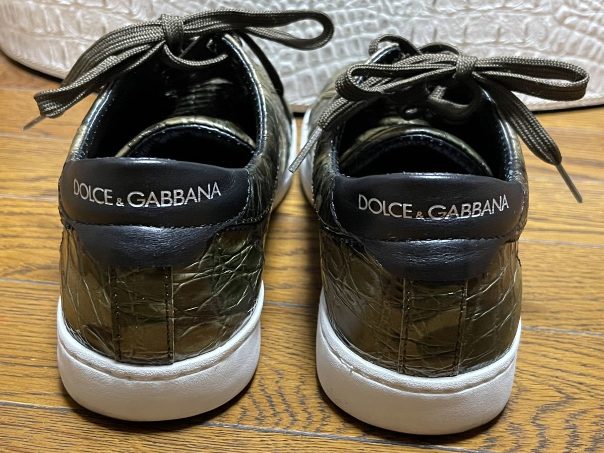 ドルガバ迷彩ワニ革スニーカーカモフラ靴クロコダイル鰐クロコDOLCE & GABBANAわに皮ドルチェ&ガッバーナDGシューズ革靴アリゲーターレザー