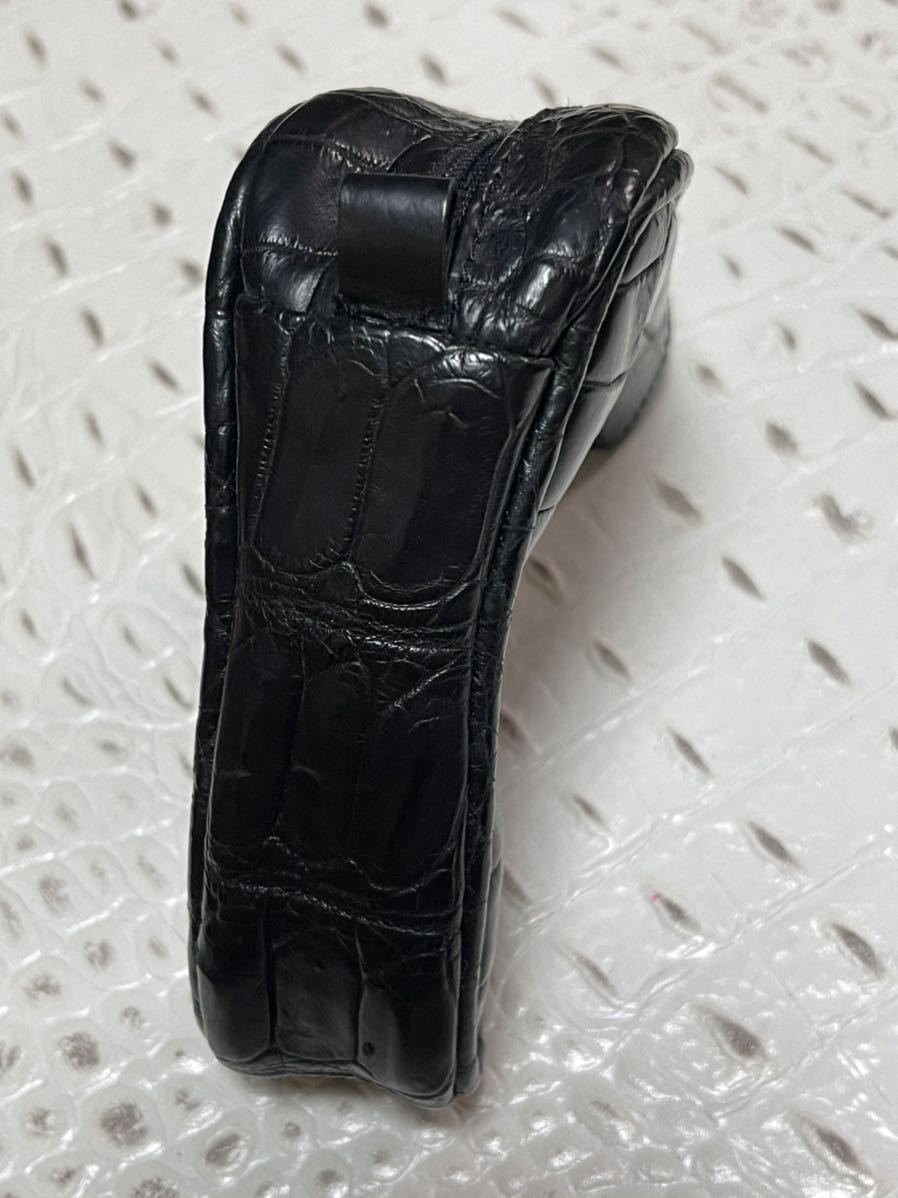 ezanクロコダイル革パターカバー ワニ黒クロコ鰐ピンパター保護ケースわに皮ゴルフ クラブ収納アリゲーターレザー ヘッドカバー パット入れ 5