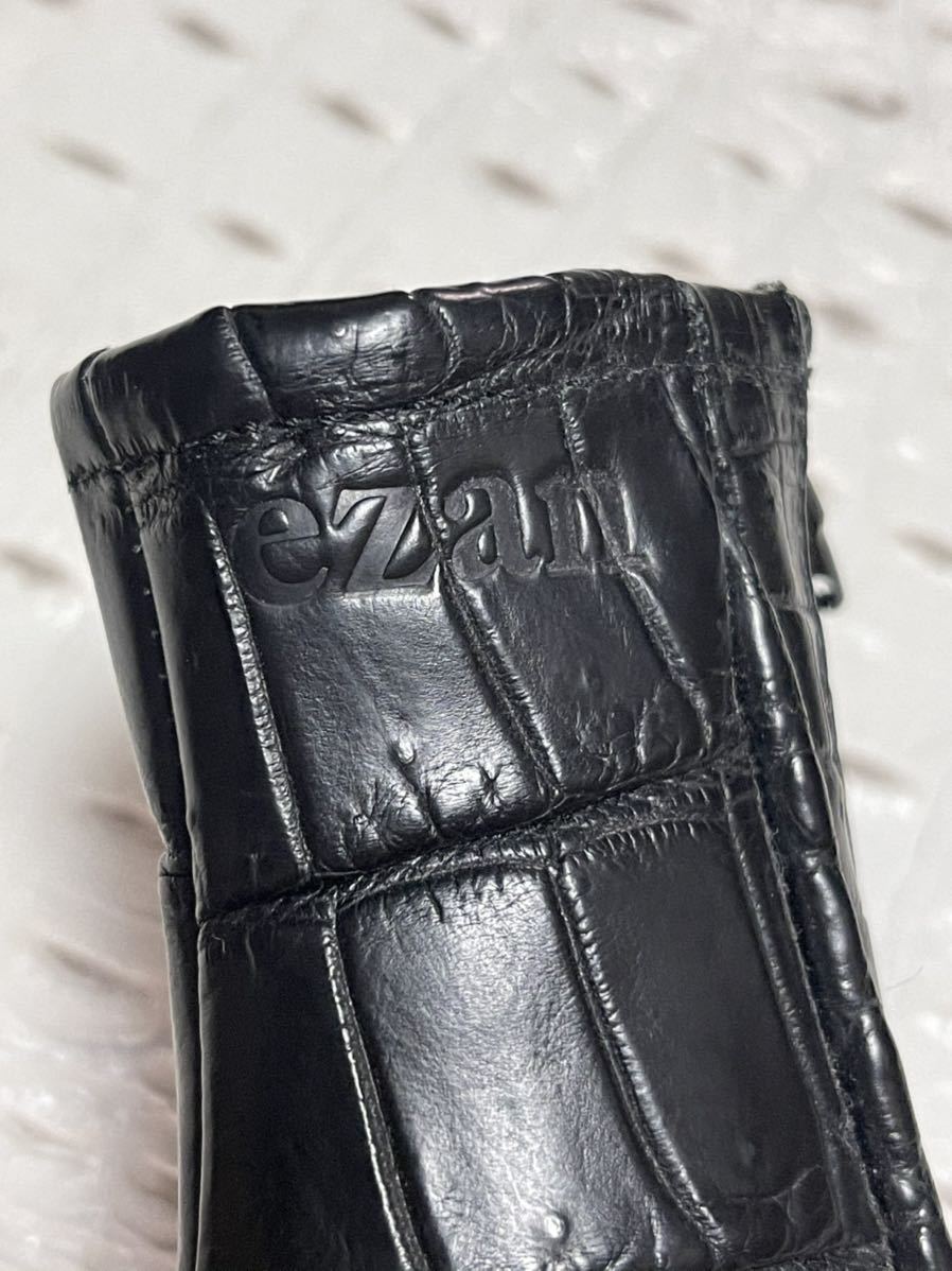 ezanクロコダイル革パターカバー ワニ黒クロコ鰐ピンパター保護ケースわに皮ゴルフ クラブ収納アリゲーターレザー ヘッドカバー パット入れ