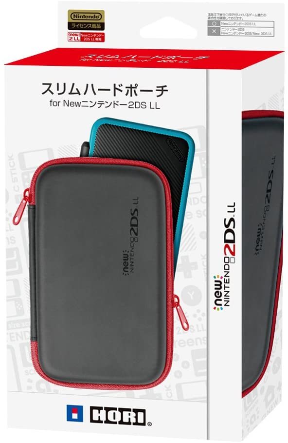 ◆送料無料◆2DS LL対応 スリムハードポーチ for Newニンテンドー ブラック×レッド 2DS-109