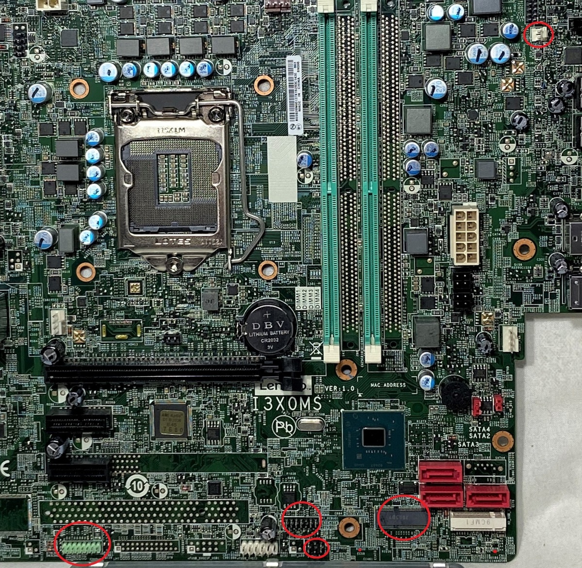 【中古】未使用PC由来 NEC Mate用 マザーボード I3X0MS Lenovo製 Intel第9世代CPU対応_赤丸部分は動作保証対象外