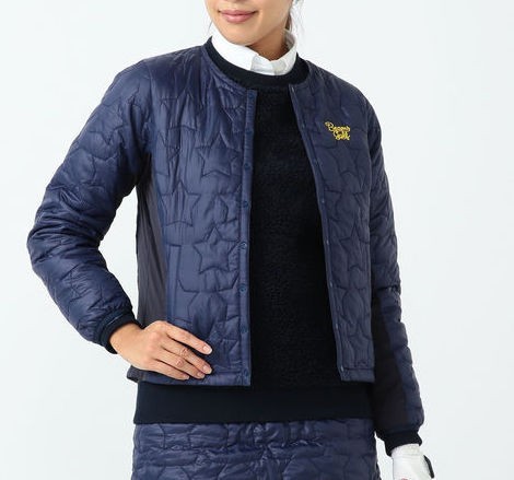 新品 S ネイビー BEAMS GOLF ビームス ゴルフ ORANGE LABEL スター キルトブルゾン ジャケット 11 女性 定価27500 星柄 キルティング 防寒
