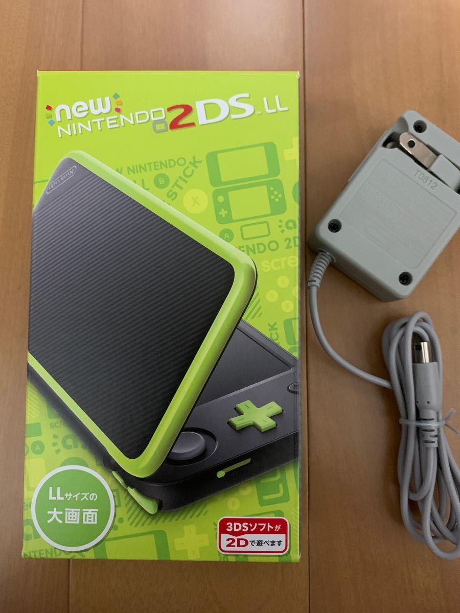 新品未使用 Newニンテンドー2DS LL ブラック×ライム 本体　ニューニンテンドー2DS LL new2ds ll 充電機付