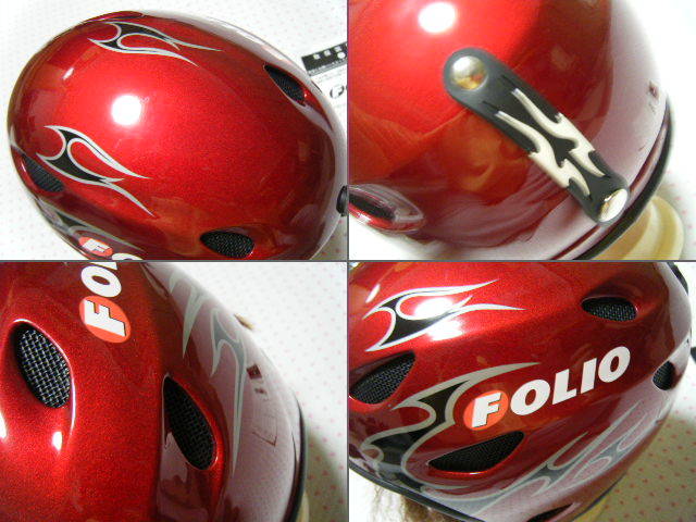 フォリオ　FOLIO　FH-06　スキー&スノーボード スラローム競技用高性能ヘルメット　赤系　サイズ 57～60㌢　ABS強化樹脂　チンガード付き_画像5