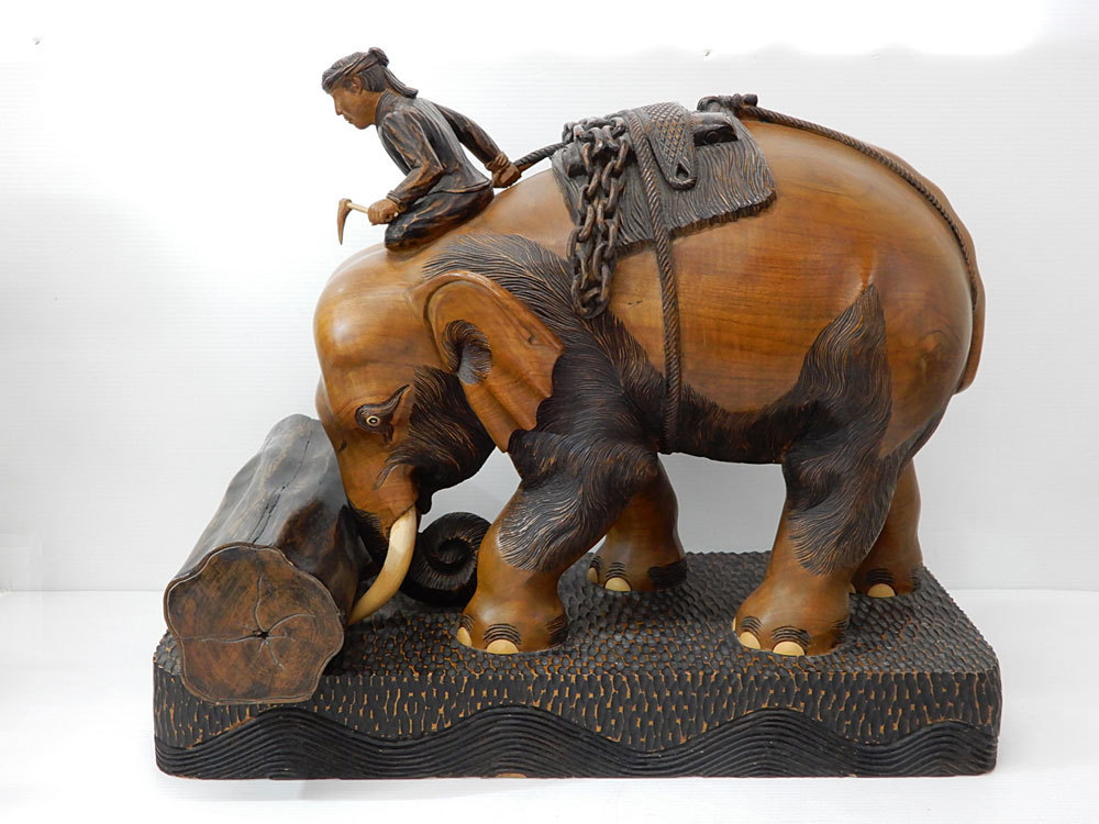 【送料無料キャンペーン?】 一刀彫の象です 彫刻/オブジェクト