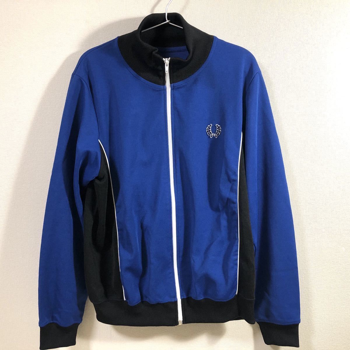 【FRED PERRY フレッドペリー】トラックジャケット ポルトガル製 M ジャージ 80's 90's ブルー×ブラック フルジップ  ヒットユニオン 美品