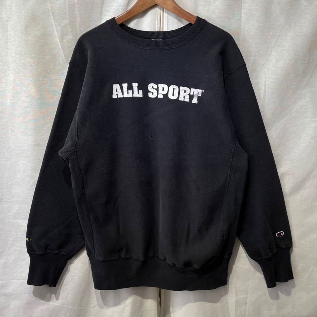 【激レア】90s Champion ブラック リバースウィーブ XL USA製 刺繍タグ 黒 ビンテージ スウェット / YALE NAVY USMA  トリコ 目無し 70s 80s