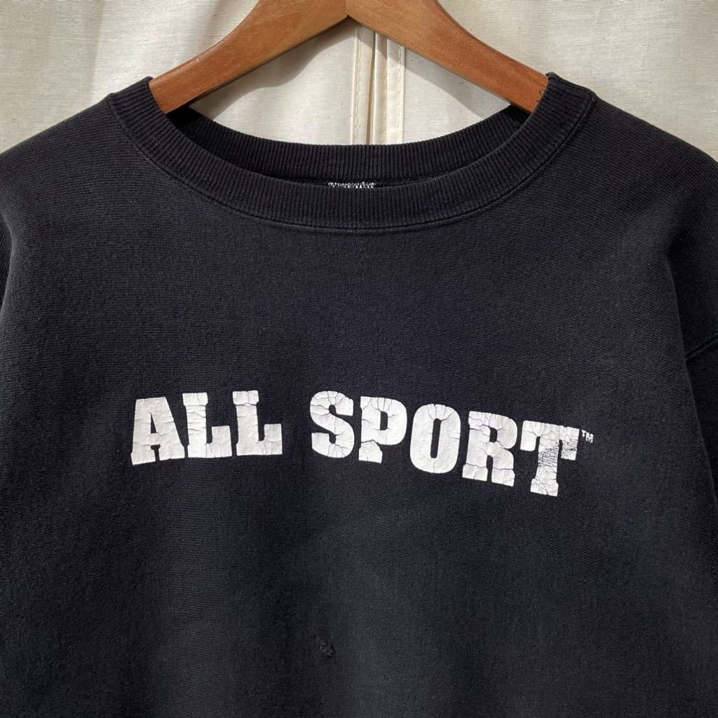 【激レア】90s Champion ブラック リバースウィーブ XL USA製 刺繍タグ 黒 ビンテージ スウェット / YALE NAVY USMA トリコ 目無し 70s 80s_画像4