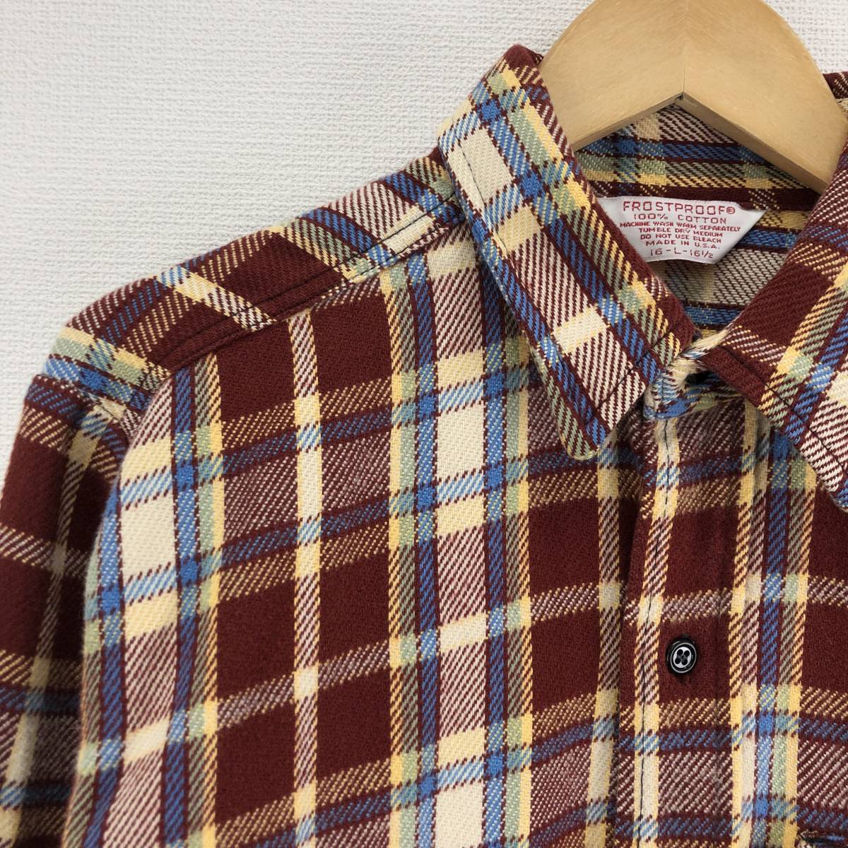 FROSTPROOF フロストプルーフ 70年代 ネルシャツ チェック L FROSTPROOF フロストプルーフ 70年代 ネルシャツ チェック L