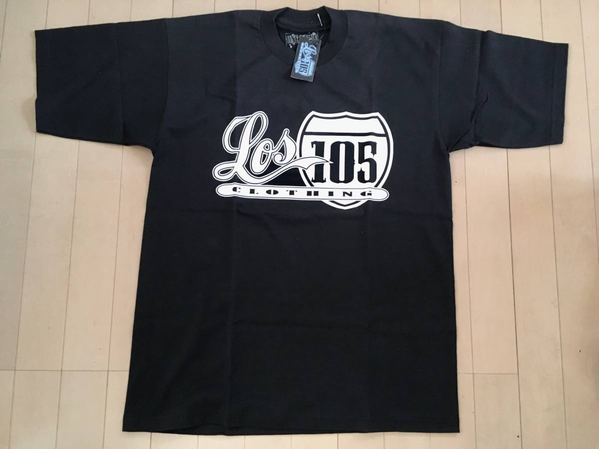 ネット限定販売★LOS105 ロゴTシャツ Lサイズ 黒 ブラック 半袖 ストリートファッション ローライダー 西海岸 スケーター ウェッサイ 新品