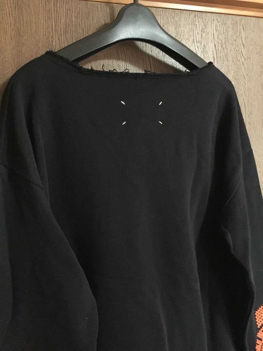 黒46新品 メゾンマルジェラ 刺繍 オーバーサイズ スウェット シャツ 18AW size 46 S Maison Margiela 14 メンズ  ブラック 長袖 トレーナー