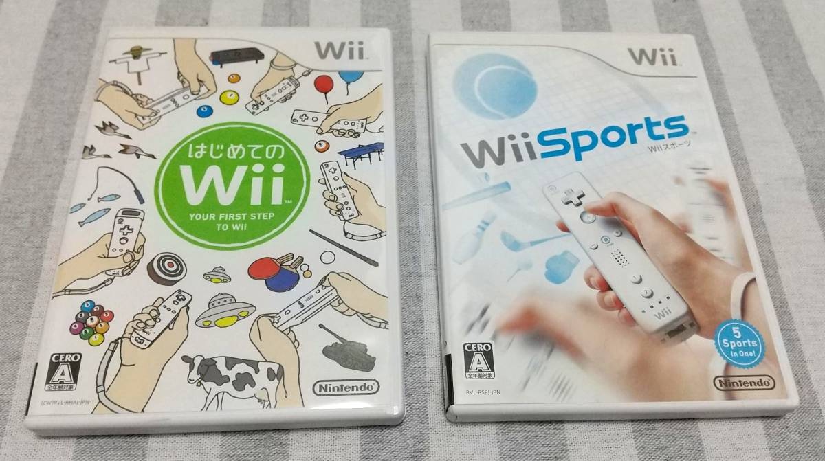 【送料無料】Wii　本体　＋　ソフト　２本　セット　『はじめてのWii』『Wii　Sports　Wii　スポーツ』　動作確認済み　説明書・箱アリ