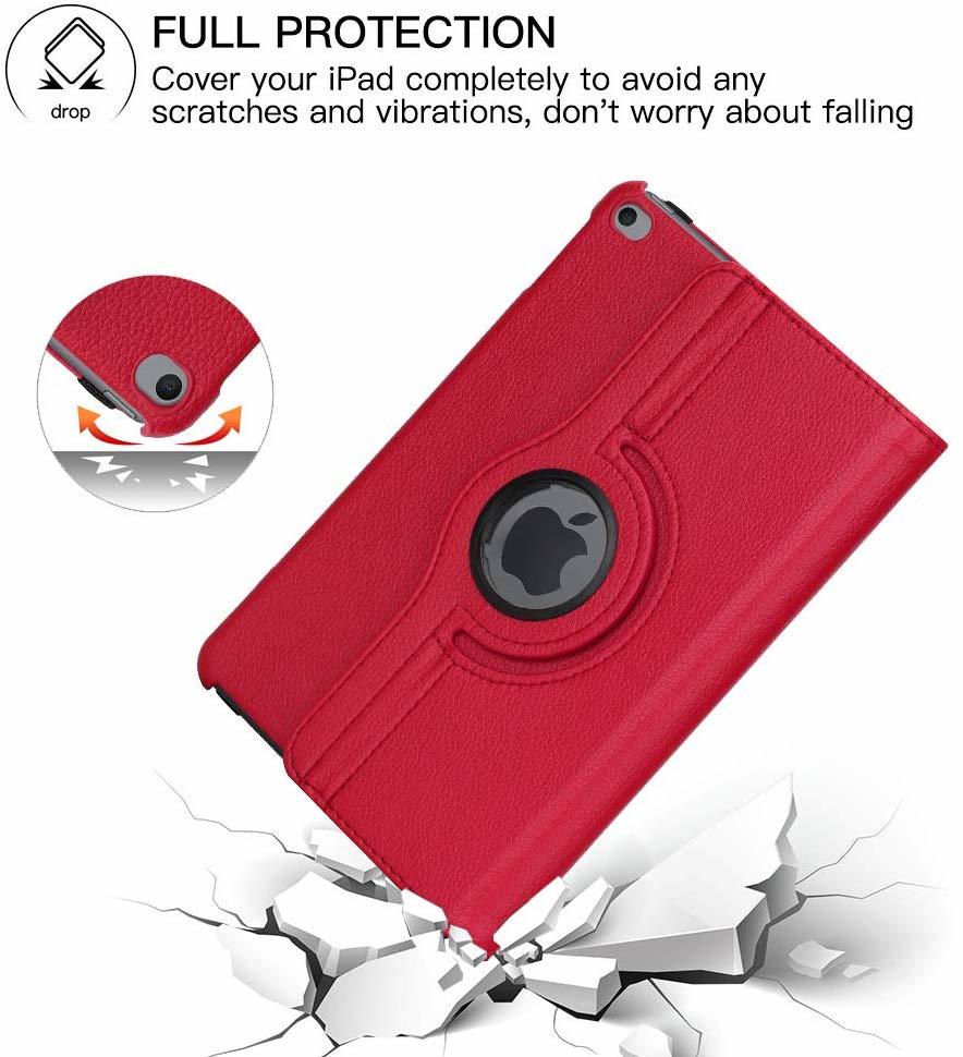 iPad mini ケース (赤) newモデル mini4 mini5 合革レザー 360回転 スタンドケース 耐衝撃 多角度 シンプル アイパッド保護カバー_画像8