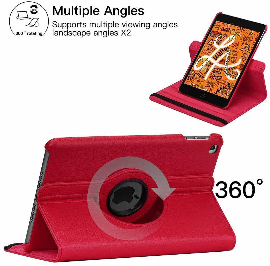 iPad mini ケース (赤) newモデル mini4 mini5 合革レザー 360回転 スタンドケース 耐衝撃 多角度 シンプル アイパッド保護カバー_画像6