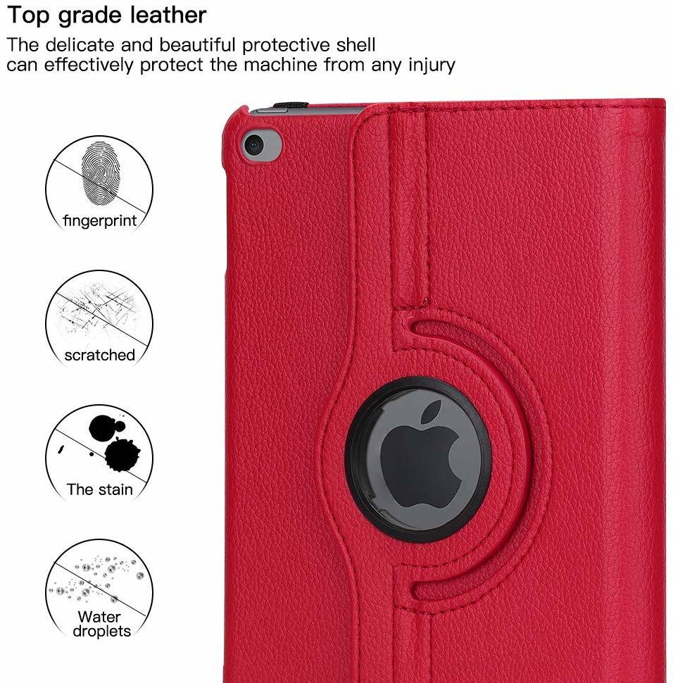 iPad mini ケース (赤) newモデル mini4 mini5 合革レザー 360回転 スタンドケース 耐衝撃 多角度 シンプル アイパッド保護カバー_画像4