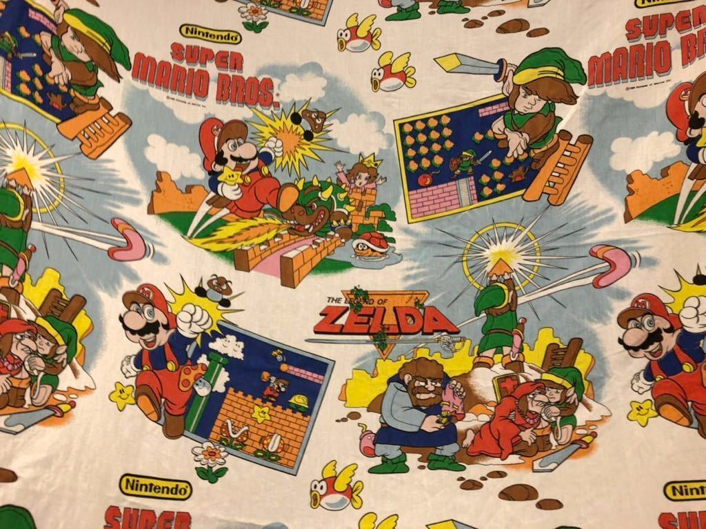 1988 Nintendo of America Inc. ヴィンテージシーツ　スーパーマリオブラザーズ　ゼルダの伝説　アメリカ製　生地