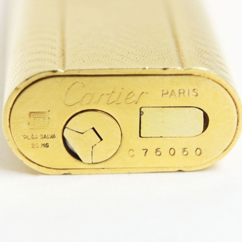 今季ブランド ウェーブライン カルティエ 美品Cartier オーバル メンズ 着火確認済 ゴールド ガスライター ローラー - カルティエ