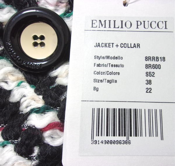  новый товар *EMILIO PUCCI Emilio Pucci * обычная цена 42 десять тысяч * твид котороткое пальто жакет *38* шерсть * черный * бесплатная доставка 