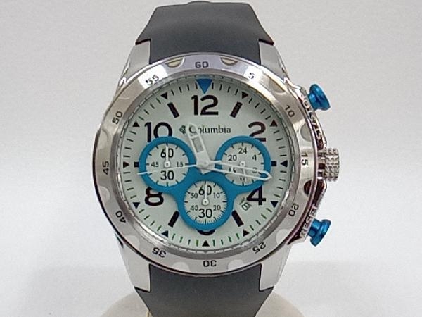 Columbia CA0041-045 コロンビア クォーツ 白文字盤 腕時計 正規店仕入れの メンズ 低価格 日付 ラバーベルト トランジット クロノグラフ