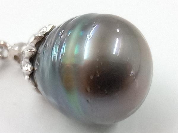 簡易鑑別書付 黒蝶真珠】総重量約3.7g K18 750 18金 ホワイトゴールド