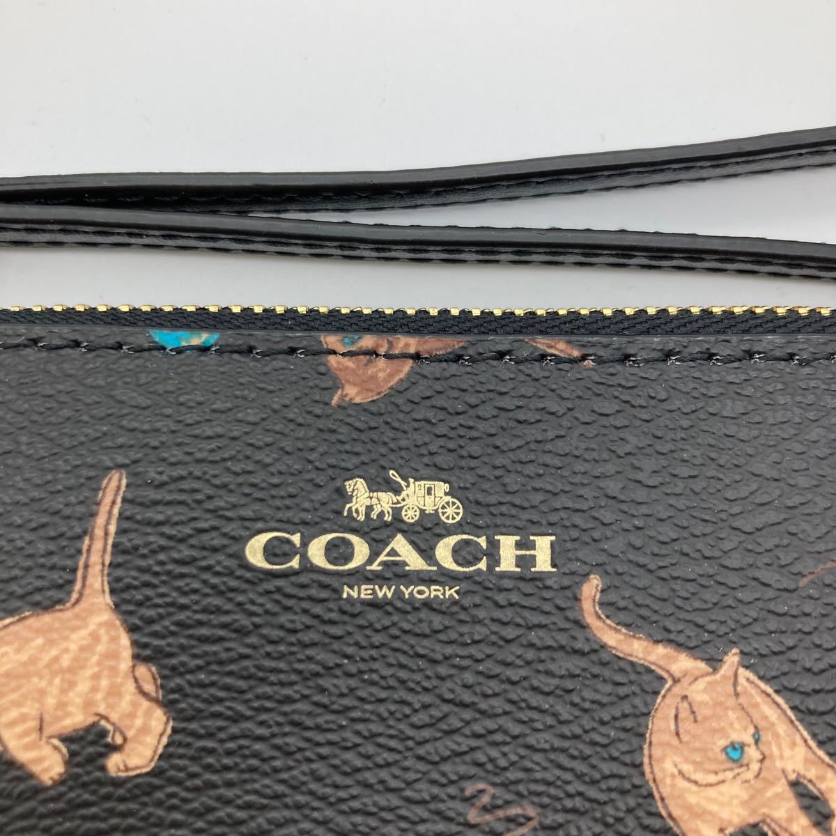 【新品】COACH コーチ リストレット ポーチ ねこ柄　レア