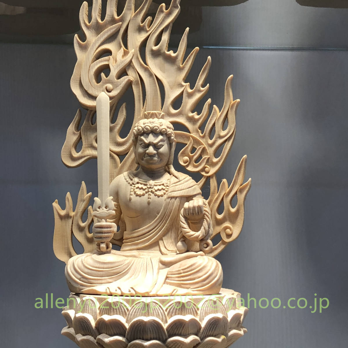 不動明王精密細工仏教工芸品木彫仏教精密彫刻木彫り仏像十二支守り本尊