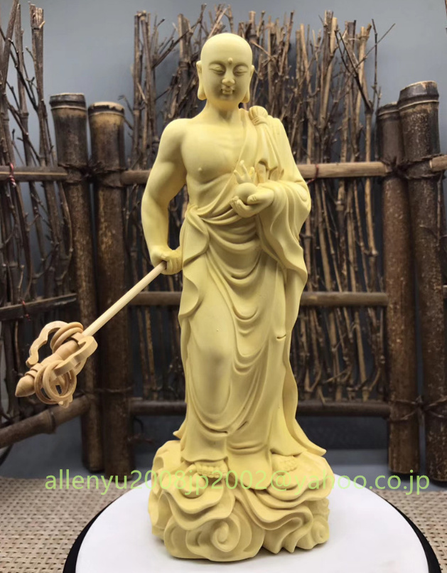 極上品 地蔵菩薩 木彫仏像 災難除去 仏師彫り 精密細工 仏教工芸品 G-