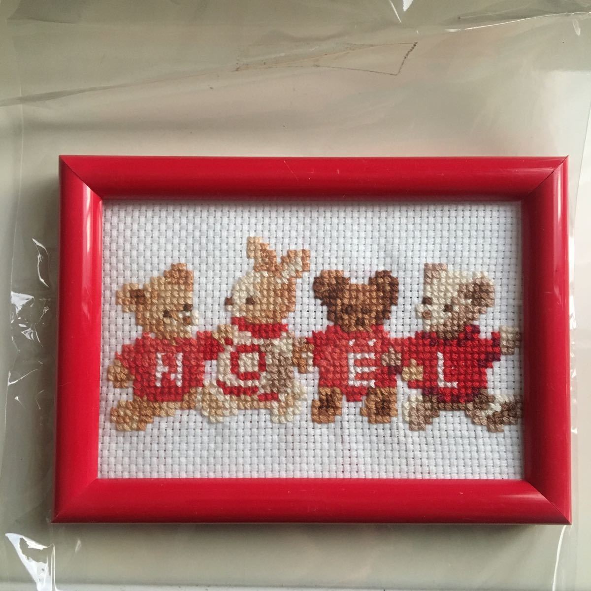 クリスマス　クロスステッチ 動(dòng)物　刺繍 額 ハンドメイド 北歐雑貨 スウェーデン