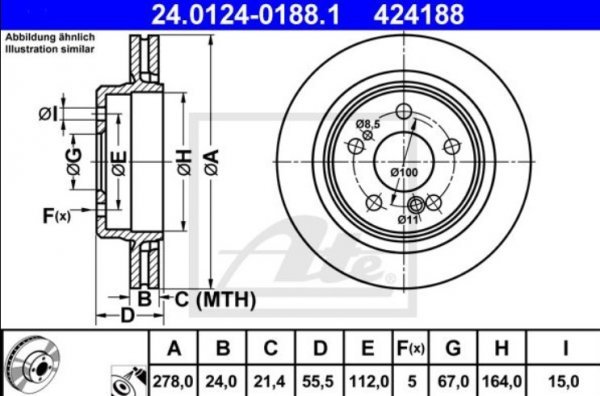 W124 400E E400 W202 C36 AMG ATE задний тормозной диск левый и правый в комплекте 1244230812